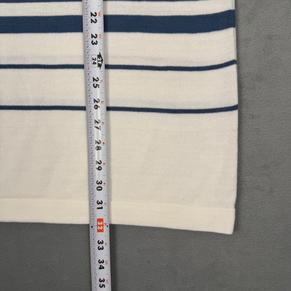 Southpole‎ Mens Striped Knit Sweater Short Sleeve Blue Cream Y2K Vintage Large - Picture 5 of 7